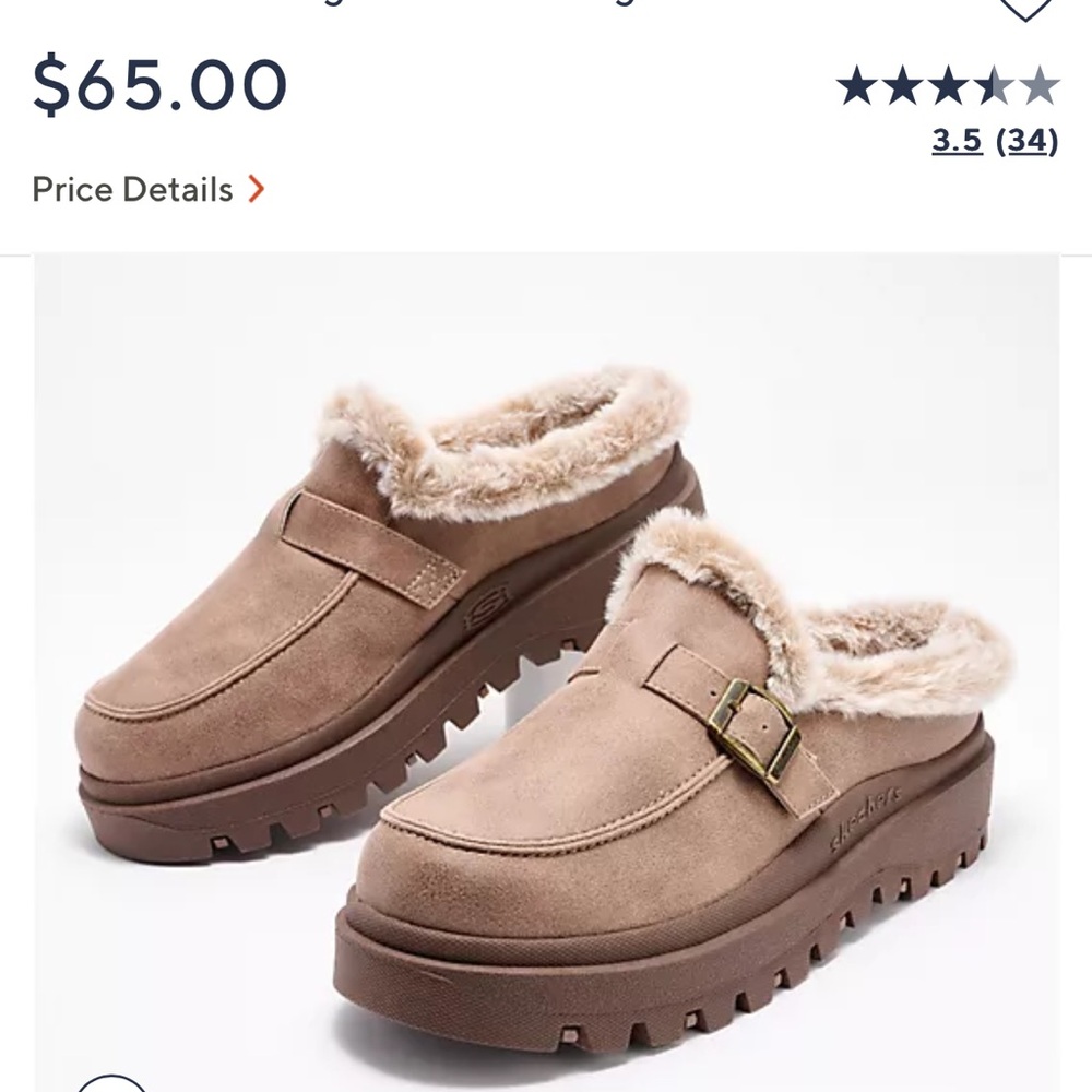 Skechers Shindigs Faux-Fur Clogs Forever Retro mushroom size 8.5 NEW